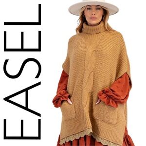 122:  EASEL NWT SWEATER PONCHO CAMEL (C)